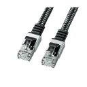 【5個セット】 サンワサプライ カテゴリ6AメッシュフラットLANケーブル 3m ブラック&グレー KB-FL6AME-03BKX5