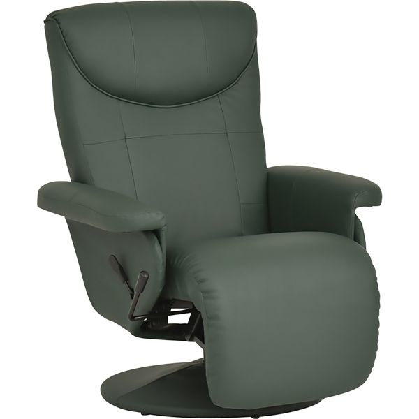 【送料無料】パーソナルチェア リクライニングチェア 幅80cm 360度回転 オットマン一体型 グリーン GN 組立品【代引不可】