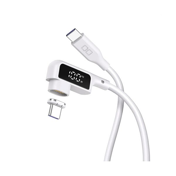 【送料無料】CIO ディスプレイ表示付きL字型マグネットシリコンケーブル CtoC 100W 1m ホワイト CIO-SLLMG-SC-CC1-WH1本