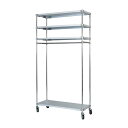 【送料無料】収納棚 46×120cm 4段 H220cm 日本製 キャスター付き 耐熱 耐食 長期耐久性 ガルバリウム鋼板製 ガルバシェルフハンガー 組立式