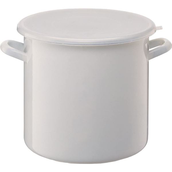 【送料無料】ホーロー ストックポット 保存容器 丸型 6L 内径20cm ホワイト シール蓋付き 漬け物レシピ付き ストッカー キッチン