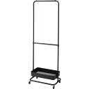 【送料無料】ハンガーワゴン ブラック トレイ1段 (約W59.5×D37×H150/175cm) 組立式