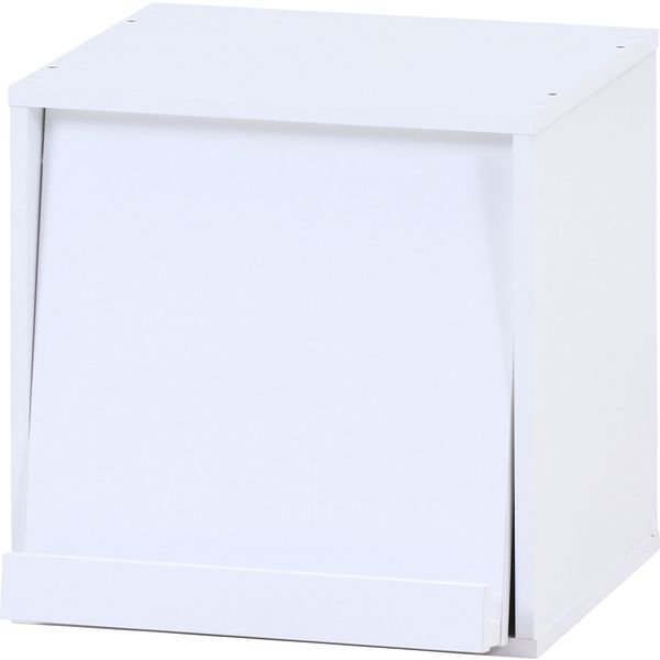 【送料無料】キューブボックス フラップ扉 WH ホワイト 組立品【代引不可】