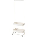 【送料無料】ハンガーワゴン ホワイト トレイ 2段 (約W59.5×D37×H150/175cm) 組立式