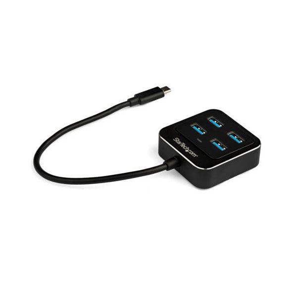 【送料無料】StarTech.com 4ポートUSB Type-C接続ハブ USB-A×4口 バスパワー対応 ブラック HB31C4AB1個