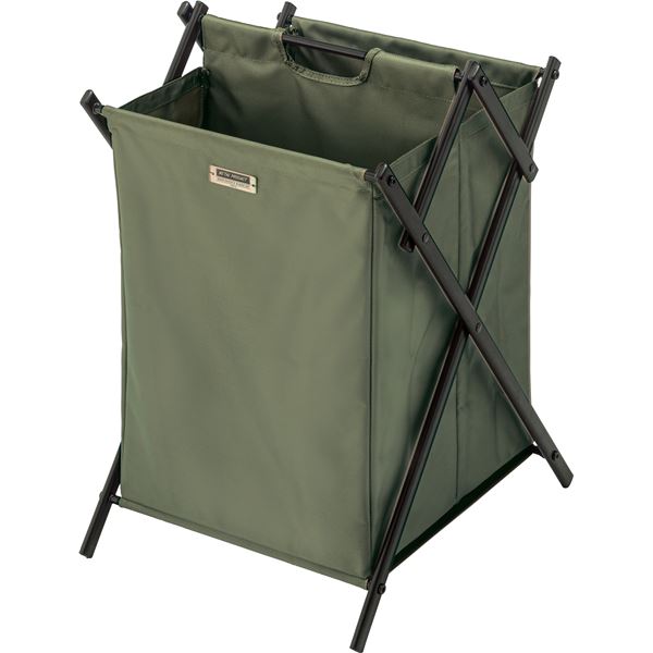 【送料無料】フォールディング バスケット L 約幅38×奥行44×高さ57cm グリーン スチール リビング収納 インテリア家具 完成品