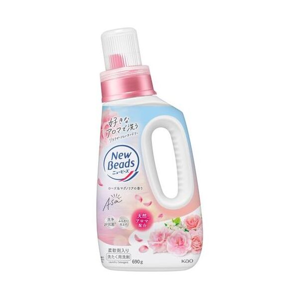 【送料無料】（まとめ）花王 ニュービーズ ローズ＆マグノリア 本体690g（×5セット）