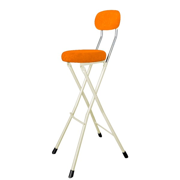 【送料無料】折りたたみ 椅子 ラウンドクッションチェアハイトール オレンジ × ミルキーホワイト カウ..