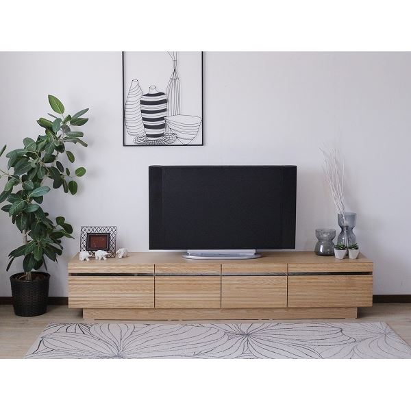 【送料無料】TVボード（ナチュラル） 幅約210cm [完成品］【代引不可】 生活用品・インテリア・雑貨 インテリア・家具 ローボード・テレビ台 テレビ台(木製) レビュー投稿で次回使える2000円クーポン全員にプレゼント