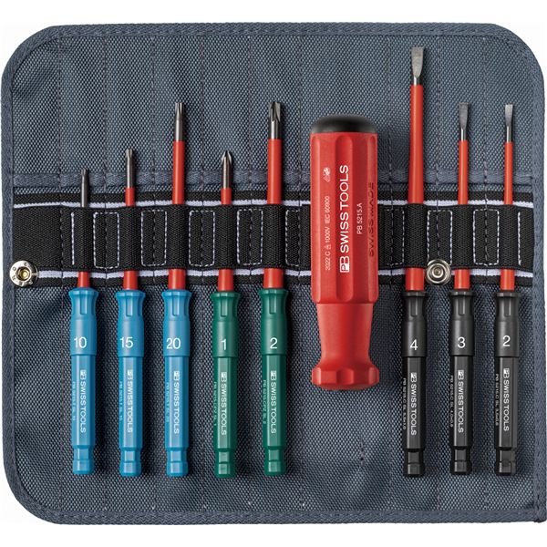 【送料無料】PB SWISS TOOLS ピービースイスツールズ 9点組 5215絶縁ドライバーブレードシリーズ 絶縁ドライバーブレードセット（マイナス・ポジマイナス・ヘクスローブ） ロールケース付 5219.SU(4)