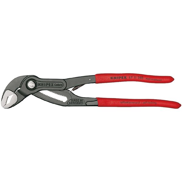 【送料無料】KNIPEX クニペックス コブラ マチック ウォーターポンププライヤー 滑り止めプラスチックコーティング サイズ48×14×250mm 8711-...