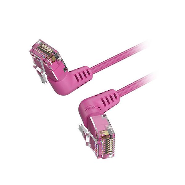 【送料無料】【5本セット】 VENTION Cat.6a LANケーブル UTP 直角コネクタ 360°スイングタイプ ピンク 2m ピンク IB-0415X5