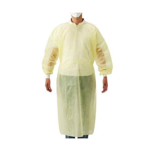 【送料無料】(まとめ)川西工業 ガードファインガウンPPフリーサイズ イエロー 7227Y 1セット(100枚:10枚×10箱)【×5セット】