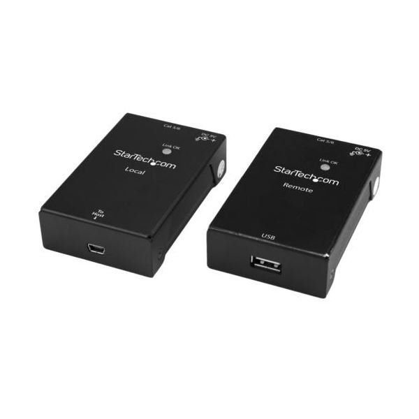 【送料無料】StarTech.com Cat6対応 1ポートUSB2.0エクステンダー延長器 最大50m延長 ブラック USB2001EXTV1個