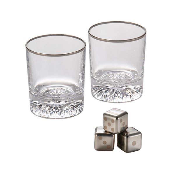 【送料無料】フローズンキューブ ロックグラスペア&キューブ3P ロックグラスφ7.5×8.6cm、アイスキューブ2.5×2.5×2.5cm C6108610(3)