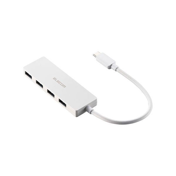 【送料無料】エレコム USB Type-C 4ポートUSB5Gbpsハブ 15cm ホワイト U3HC-H040WH
