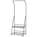 【送料無料】フォールディング ハンガーラック 約幅60×奥行38.5×高さ161cm ダークグレー 大容量 折りたたみ可 棚付き