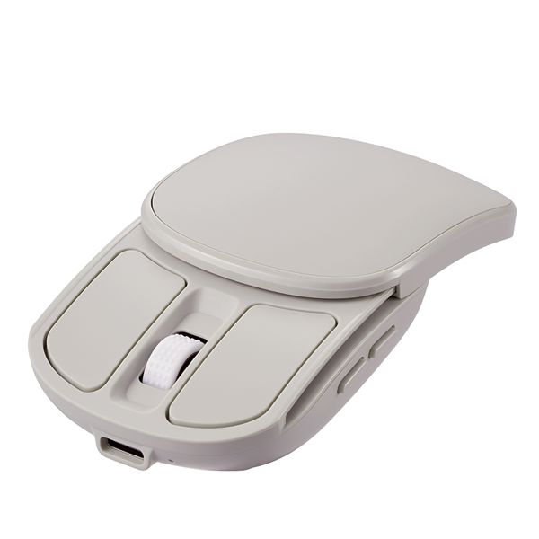 【送料無料】Digio2 無線充電スライド静音5ボタンBlueLEDマウス グレージュ MUS-RKF235-GY