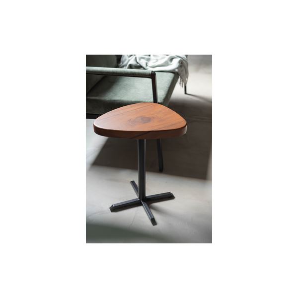 【送料無料】サイドテーブル 約幅40cm ブラウン 天然木 チーク スチール アジャスター付き リビング インテリア家具 完成品