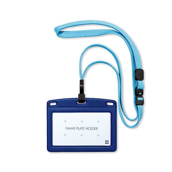 【送料無料】オープン工業吊り下げ名札 フック式 レザー調 ヨコ名刺サイズ ミントブルー／青 NL-24P-2 ..