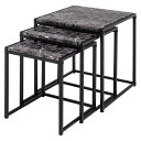 【送料無料】ネストテーブル マーブルブラック サイズ(約)大:幅45cm 中:幅40cm 小:幅35cm 組立式【代引不可】