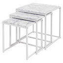 【送料無料】ネストテーブル マーブルホワイト サイズ(約)大:幅45cm 中:幅40cm 小:幅35cm 組立式【代引不可】