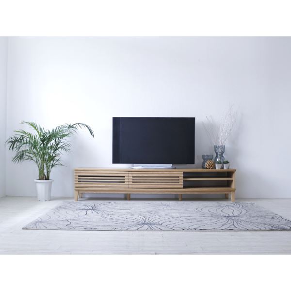 【送料無料】TVボード（ナチュラル） 幅約200cm [完成品/脚のみ取付］【代引不可】 生活用品・インテリア・雑貨 インテリア・家具 ローボード・テレビ台 テレビ台(木製) レビュー投稿で次回使える2000円クーポン全員にプレゼント