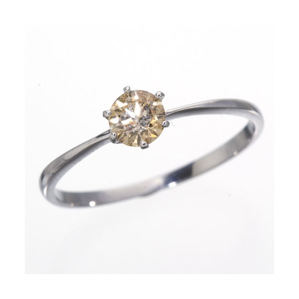 【送料無料】K18WG (ホワイトゴールド）0.25ctライトブラウンダイヤリング 指輪 183828 19号 ファッション リング・指輪 天然石 ダイヤモンド レビュー投稿で次回使える2000円クーポン全員にプレゼント