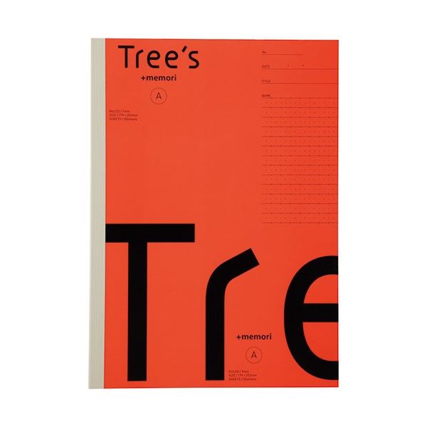 【送料無料】（まとめ）日本ノート Tree s B5 Pメモリ A罫30枚レッド（×10セット）