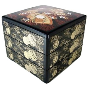 【送料無料】【3個セット】 6.5寸塗 重箱 三段 【ブラック 手まり柄】 195×195×160mm 〔キッチン 台所 花見 行楽〕 生活用品・インテリア・雑貨 キッチン・食器 その他のキッチン・食器 レビュー投稿で次回使える2000円クーポン全員にプレゼント