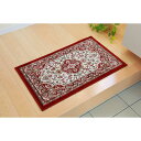 【送料無料】室内用 玄関マット/フロアマット 【王朝柄 ワイン 約60×90cm】 洗える 防滑加工 モケット織 〔入口 リビング〕【代引不可】