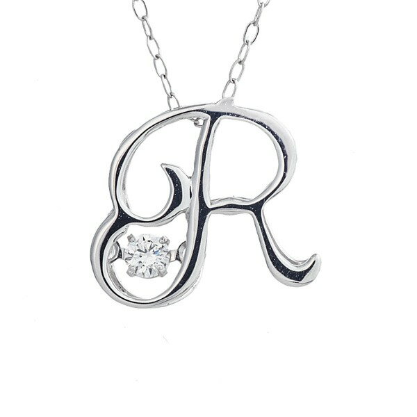ダンシングストーン K18WG・天然ダイヤモンドシリーズイニシャル「R」ペンダント/ネックレス(4)