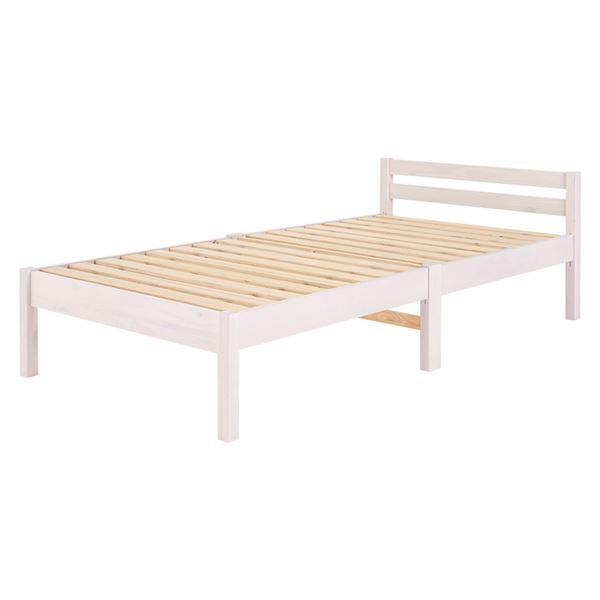 【送料無料】組立簡単 シングルベッド 約幅99.5×奥行204×高さ60×床面高36cm ホワイトウォッシュ 組立品【代引不可】