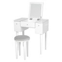 【送料無料】ドレッサー&スツールセット ホワイト 約幅69×奥行40×高さ104〜106.5/68.5cm 脚部のみ組立品【代引不可】