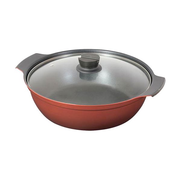 【送料無料】パール金属 旨味 ふっ素加工IH対応ガラス蓋付卓上鍋30cm HB-6967