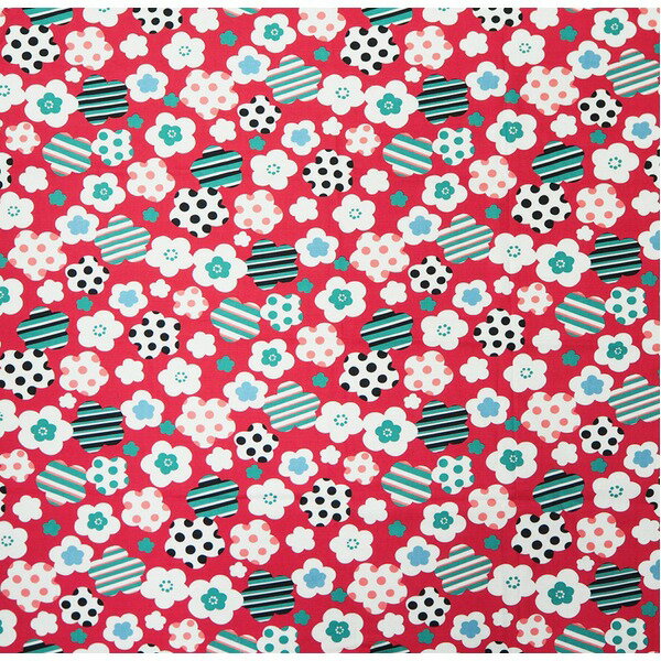 coco－cloth大判クロス　ポップ梅　赤