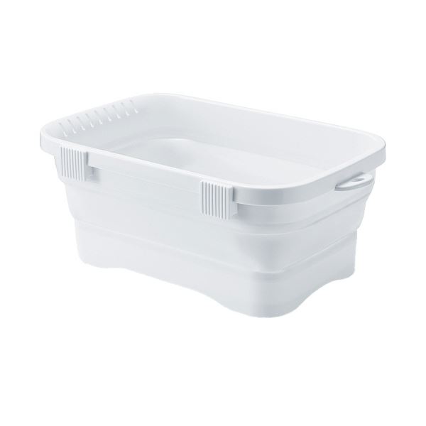 【送料無料】(まとめ) 伊勢藤折りたたみ洗い桶 キッチンソフトタブ 6.6L ホワイト I-590 1個 【×3セット】