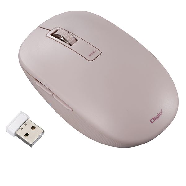 【送料無料】Digio2 無線 静音マウス 5ボタン/BlueLED [h34] MUS-RKF218P ピンク