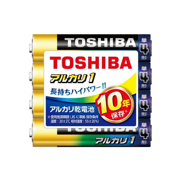 【送料無料】（まとめ） 東芝 アルカリ乾電池 アルカリ1 単4 4本シュリンクパック 【×5セット】 家電 電池・充電池 レビュー投稿で次回使える2000円クーポン全員にプレゼント