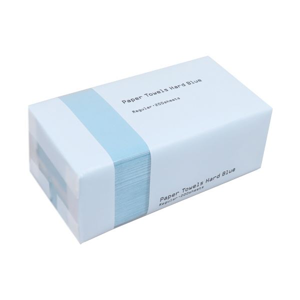 【送料無料】（まとめ） TANOSEEペーパータオル ハードタイプ・ブルー（レギュラー） 200枚 1パック 【×10セット】