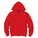 【送料無料】裏起毛 フルジップ パーカー XLサイズ レッド 12.5oz ヘビーウェイト 綿混 コットン混 保温力抜群 男女兼用