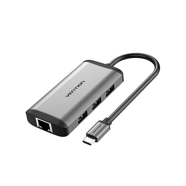 【送料無料】VENTION 多機能 PDドッキングステーション USB-C to HDMI/USB3.0*3/RJ45/ 0.15M メタルタイプ グレー CN...