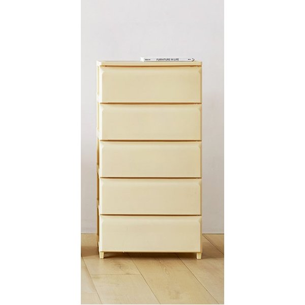 【送料無料】ROOM＆HOMEデイリー組立式引き出し L5段 バターイエロー