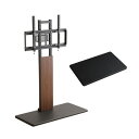 【送料無料】最大100インチ対応 頑丈テレビスタンド 専用棚板 セット 本体ウオールナット/棚板ブラック 組立品【代引不可】