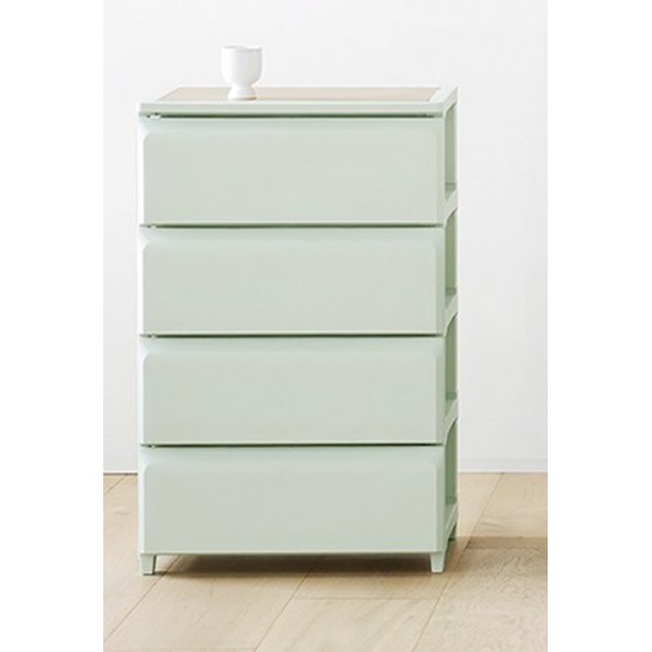 【送料無料】ROOM＆HOMEデイリー組立式引き出し L4段 セージグリーン