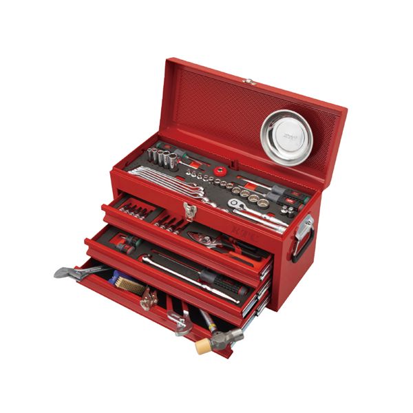 【送料無料】KTC 京都機械工具 80点組 9.5SQ 自動車・二輪整備用 スタンダードセット ツールチェスト レッド SK38026XR