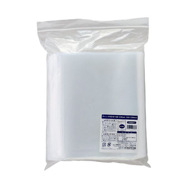 【送料無料】（まとめ） 伊藤忠リーテイルリンク チャック付ポリ袋 0.08×200×280mm CHB80-I 1パック（100枚） 【×3セット】