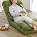 【送料無料】ごろ寝ができる3WAYハイバック座椅子 グリーン/平織り(3)