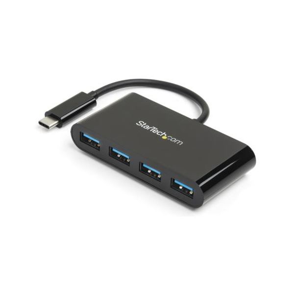 【送料無料】StarTech.com 4ポートUSB3.0ハブ USB Type-C接続 USB-A×4口 USBバスパワー対応 ブラックHB30C4AB 1個