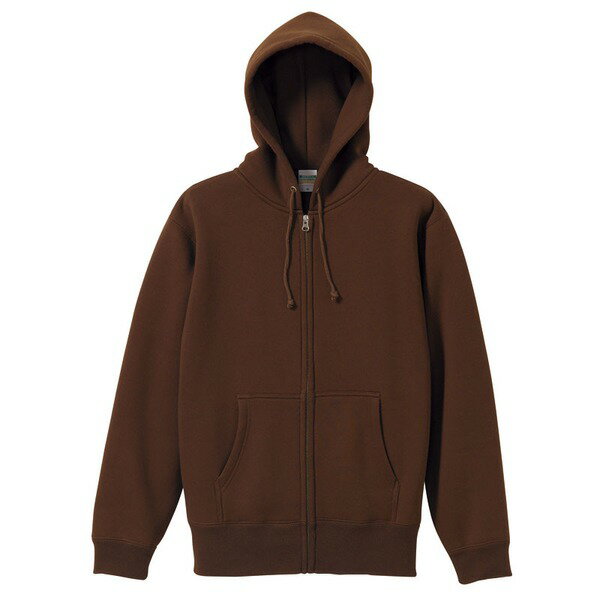 【送料無料】裏起毛 フルジップ パーカー Mサイズ ダークブラウン 綿混 10.0オンス ヘビーウェイト 裏..